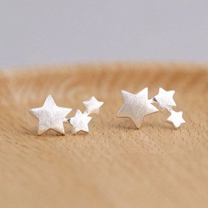 NEW 925 Sterling Silver Star Stud Earrings N